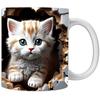 3D Kitten Cat Hole In Wall Ceramic Coffee Mug Tea Mug Gift Mug