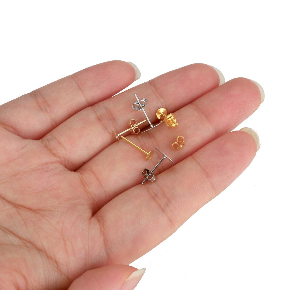 100 Stück Ohrstecker Basis Rohlinge Stifte Ohrstecker Basis Set Pins Mit Ohrrücken Ohrstecker für DIY Schmuckherstellung Findings Zubehör