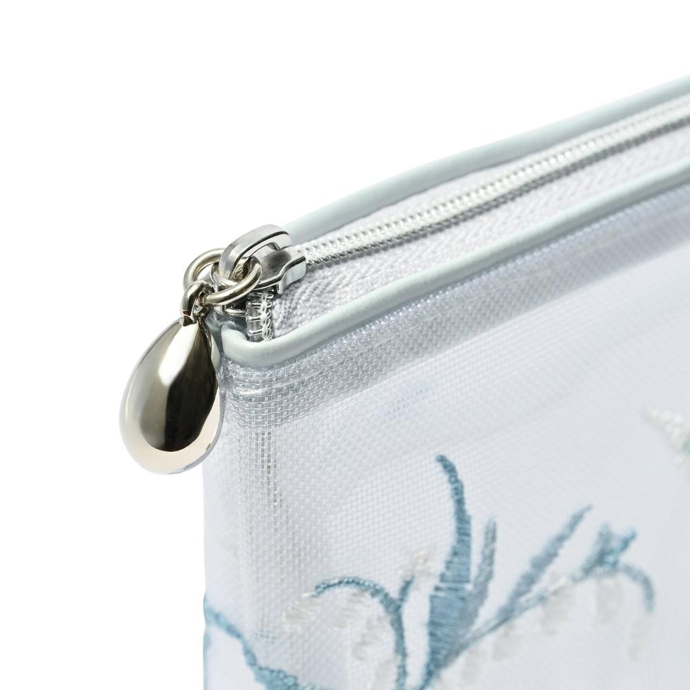 Franc Franc Japan Mesh Embroidered Pouch L Light bLue