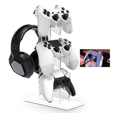 Bombinate Controller-Ständer, stilvoller Aufbewahrungs-Controller-Halter, Aufbewahrungsregal für Spielkonsolen, Spieleregal (Weiße Basis)