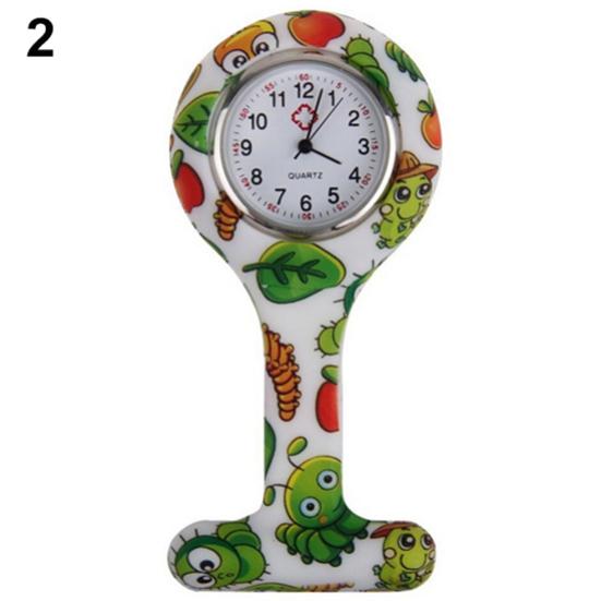 Fashion Patterned Silicone Nurses Brooch Tunic Fob Pocket Watch Stainless Dial