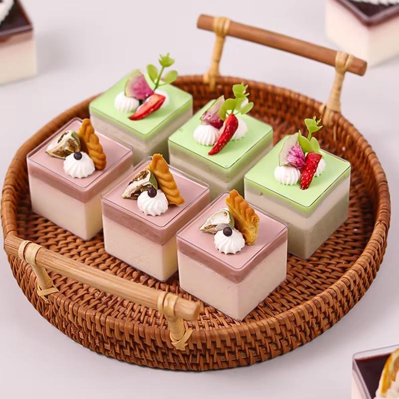 10/20PCS Square Dessert Cups Disposable Dessert Cups Mousse Cake Appetizers Yogurt Wedding Birthday Party Christmas Supplies