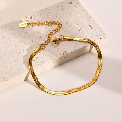 Herringbone Bracelet Women ,Thin Flat Snake Chain Link Wristband Stainless Steel Jewelry