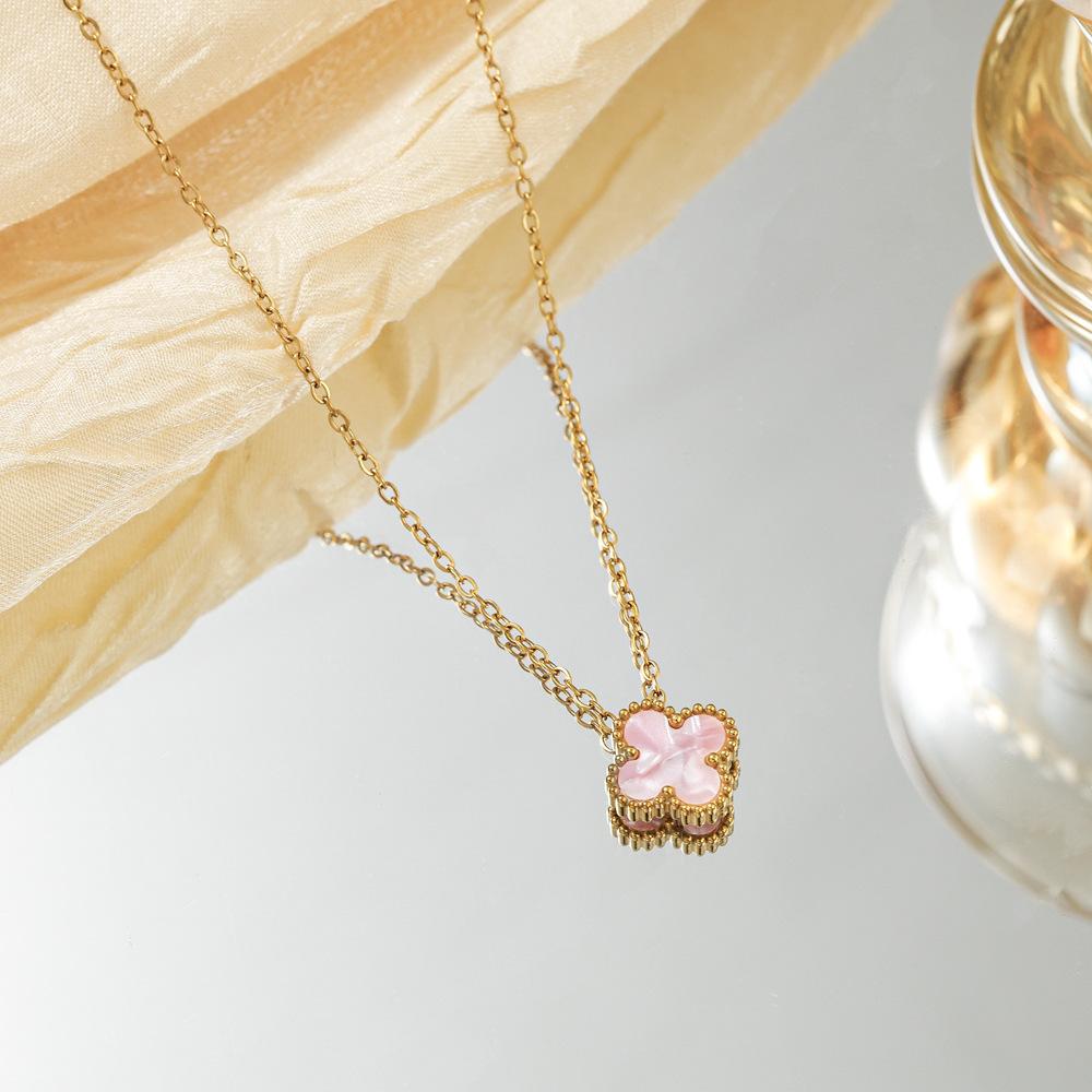 

Ожерелье «Четырехлистный клевер», высококачественная двусторонняя титановая сталь, не выцветает, аксессуар для головного убора «Клевер на удачу»