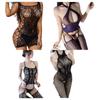 Sexy Lingerie Tight Sexy Suit Uniform Seduction Women's Transparent Open Crotch Mesh One-piece Stockings Mesh