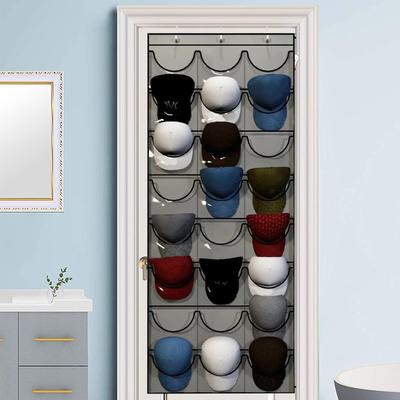 Hat Organizer Racks for Baseball Caps Baseball Hat Rack with 3 Hooks Wall Hanging Hat Organizer 24 Deep Pockets for Wall Door