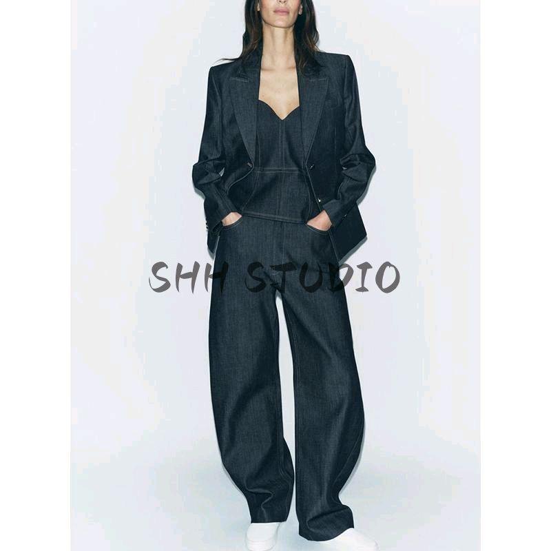 Spring Denim Tube Top 2057223 Barrel-Shaped Denim 5216042 Denim Suit Outwear 2342223