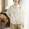 DIMANAF 2026 Women Plus Size New Summer Blouse Shirt Short Sleeve Print Floral Casual Loose Cotton Lady Tops Shirts