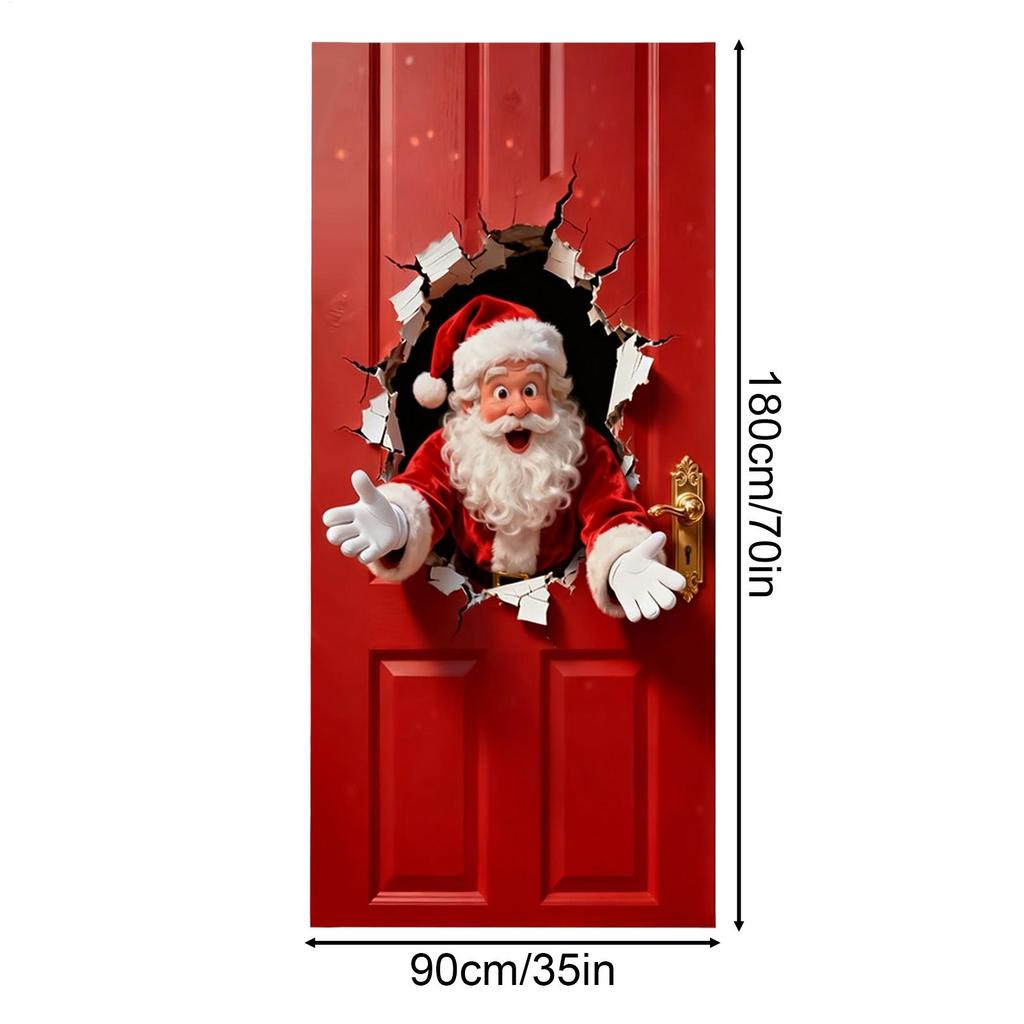 Christmas Banner 2D Wall-Breaking Santa Polyester Background Santa Claus Door Banner Cover For Kitchens Bathrooms Bedrooms