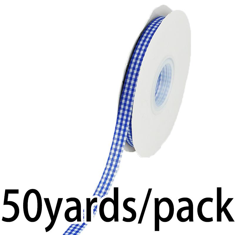 

(50 Yards/roll) Width 1Cm Grid Ribbon Diy Gift Decoration Belt Hairclip Bow Design Diy 1cm синій