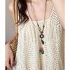 Ethnic style colored ceramic beaded necklace women's new Chinese retro sweater chain long accessories literary niche design