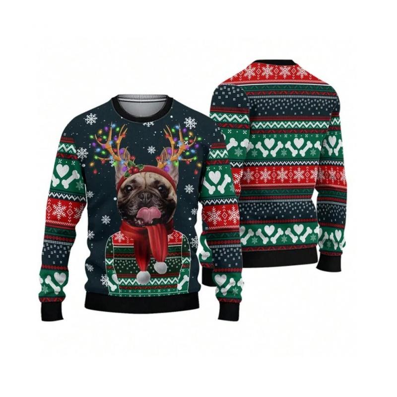 Lustiger Grafik Hässlicher Weihnachtspullover Trend Lässig Herren Damen 3D Gedrucktes Weihnachts-Sweatshirt Lässige Streetwear Übergroße Oberteile