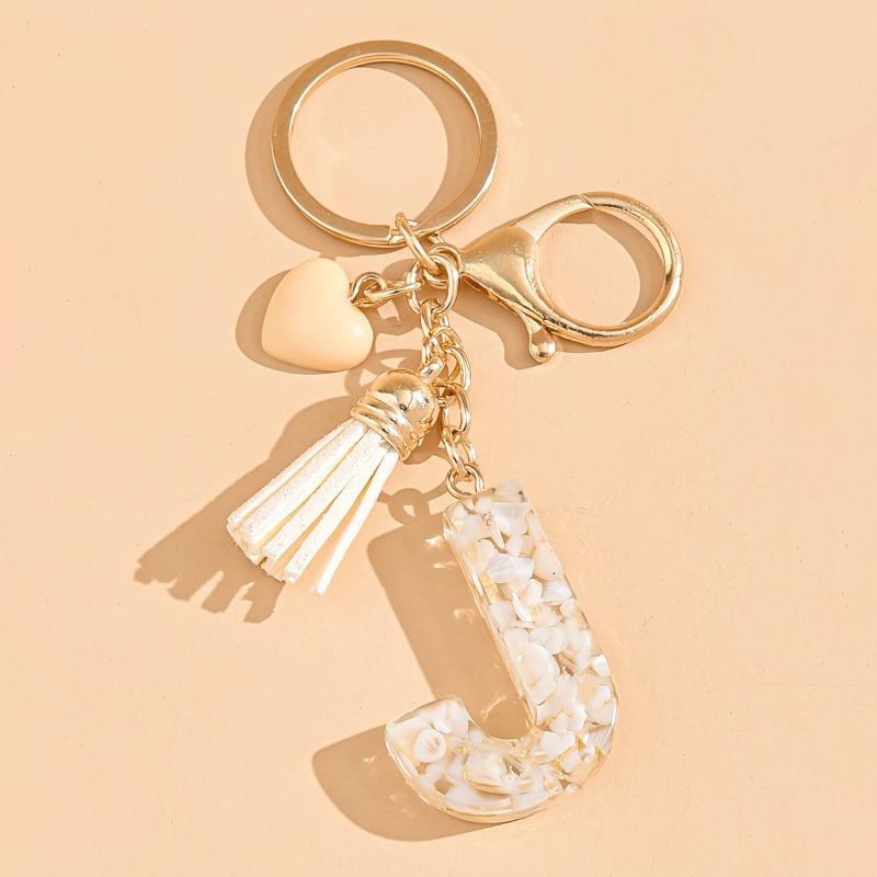 Hot-selling Epoxy Initials Love Tassel Keychain Bag Ornament Buckle Pendant Car Jewelry Clothing Accessories