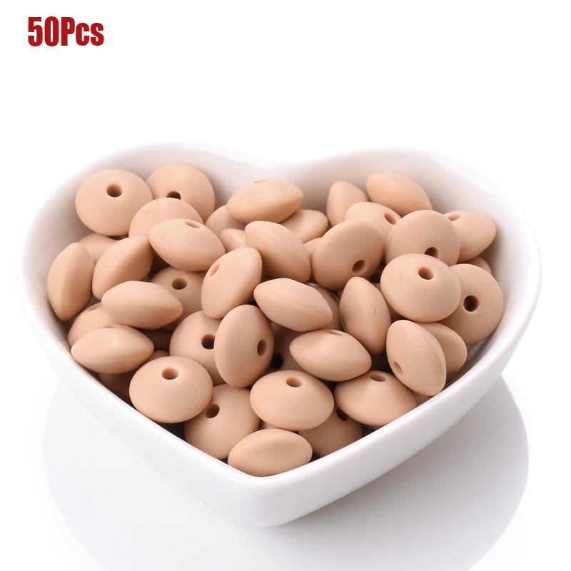 50pcs/lot 12mm Silicone Spacer Beads for DIY Charms Newborn Nursing Accessories Necklace Pacifier Chain Teething Toy BPA Free