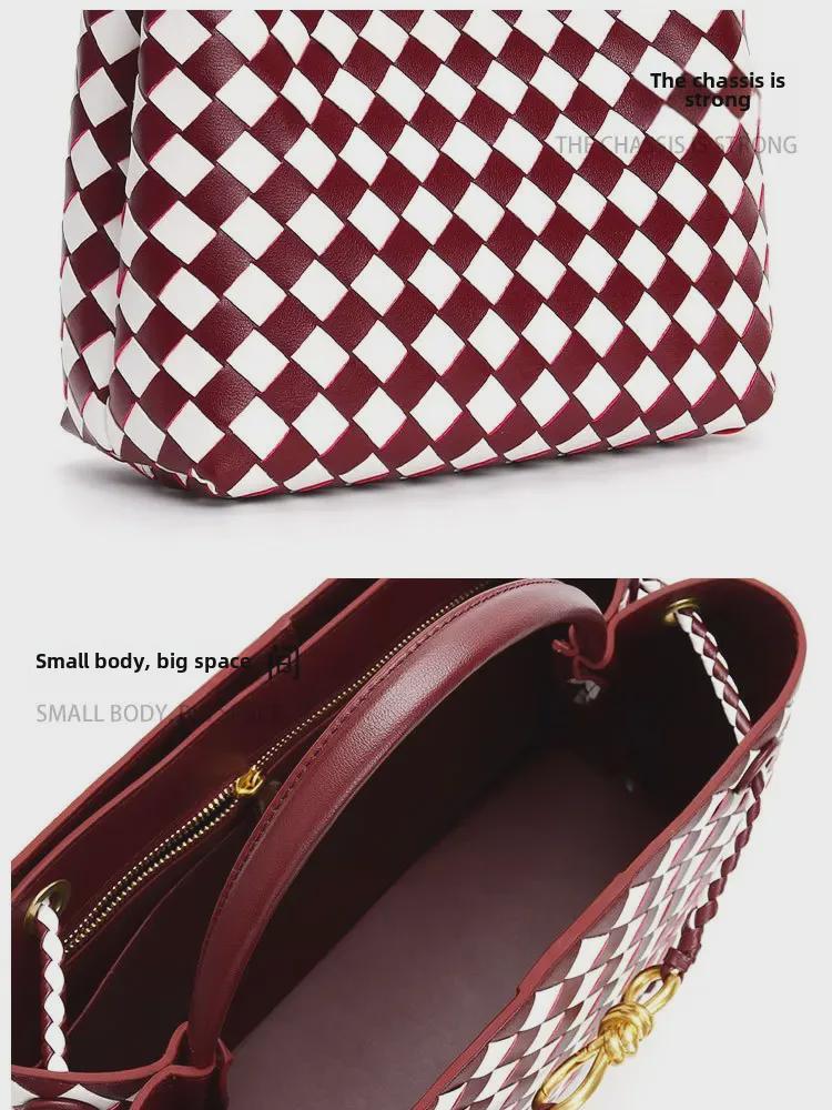 2023 Trendy Woven Tote Bag: Gold Hardware, Rope Buckle, Diamond Design, Large Capacity, Shoulder & Crossbody for Women