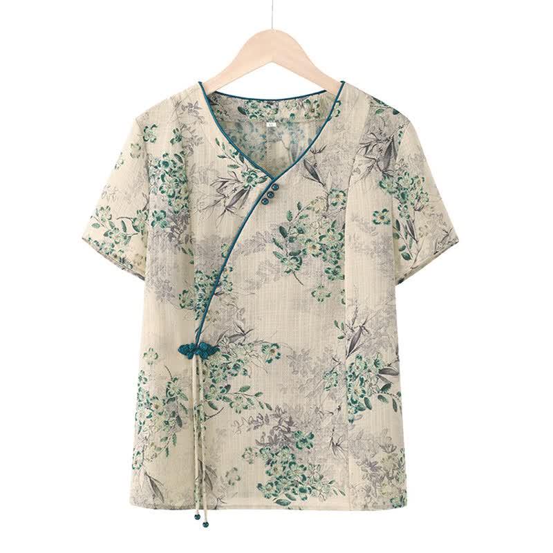 New Chinese Style Embroidered Short-Sleeved Blouse & Set