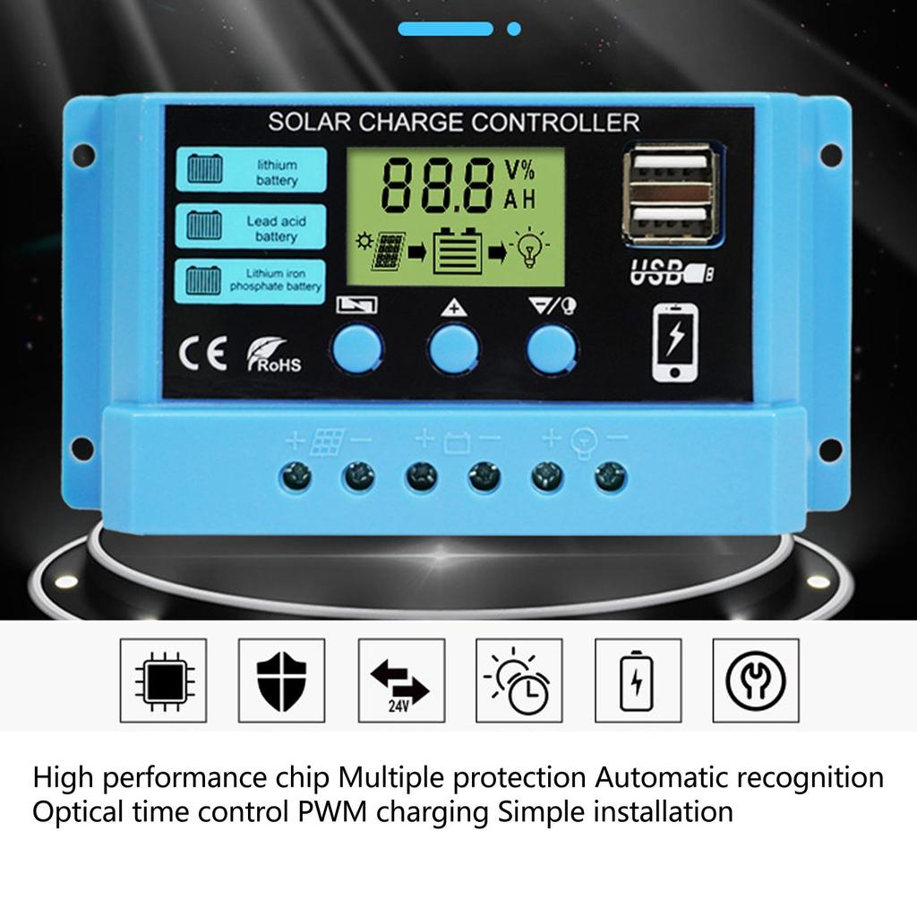 Solarladeregler 10A Batterie Straßenlampe PV-Panel Ladekontrollregler 12V 24V