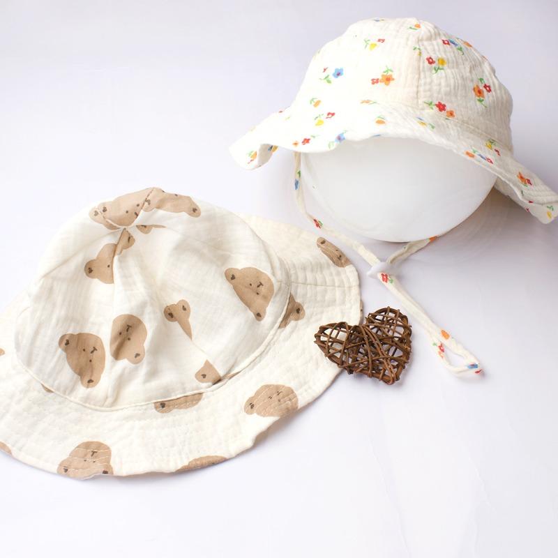 Children's Cotton Basin Hat Ins New Sun-proof Breathable Baby Fisherman Hat Solid Color Comfortable Baby Sun Hat