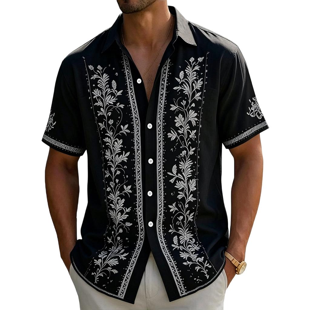 Men's Casual Short-Sleeve Collared Shirt For Spring/Summer