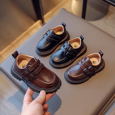 Sapatos de Couro Infantil Primavera e Outono Casuais Escola Meninos Meninas Sapato Único Criança Pequena Preto Marrom Bico Redondo Sapatos Casuais para Crianças