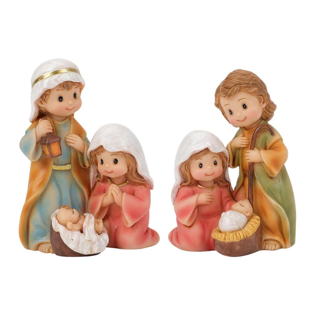 Christmas Nativity Scene Ornament Collectible Gift Artwork Resin Statue Crafts for Fireplace Indoor Office Desk Living Room