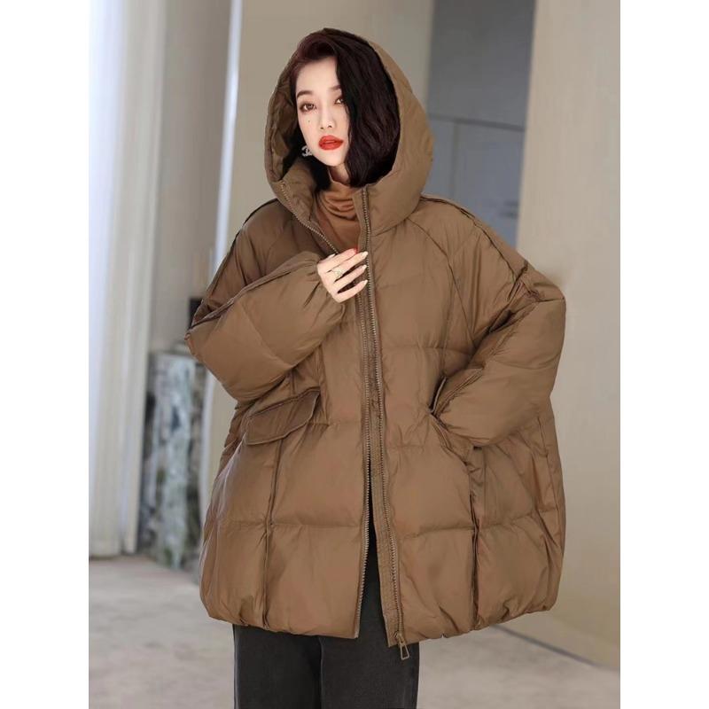 Women 90% White Duck Down Jacket Hooded Autumn Winter Warm Oversize Puffer Coat Casual Loose Thick Parkas Female Outwear