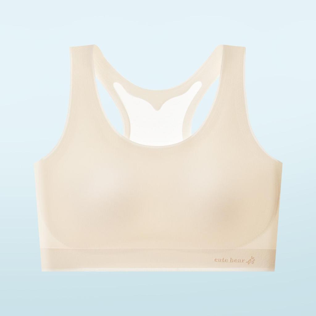 Breathable Seamless Training Vest Bra for Girls, Fixed Cups, Ice Silk, Thin Student Style