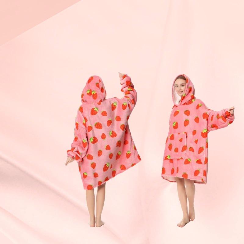 Autumn and Winter Sports and Leisure Warm TV Blanket Senior Women's Plush Soft Robe Fluffy Warm Fluffy Bathrobe Long Robe