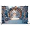 Mocsicka Winter Snow Background Photography Christmas Tree Decoration New Year Party Family Adult Child Photo Backdrop Wallpaper