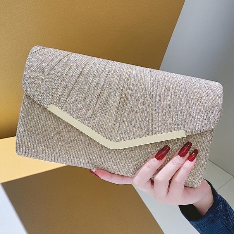 New Shiny Ruched Large‑Capacity Princess Style Women Handbag Elegant Crossbody Evening Bag Formal Dress Matching Party Hand Purse
