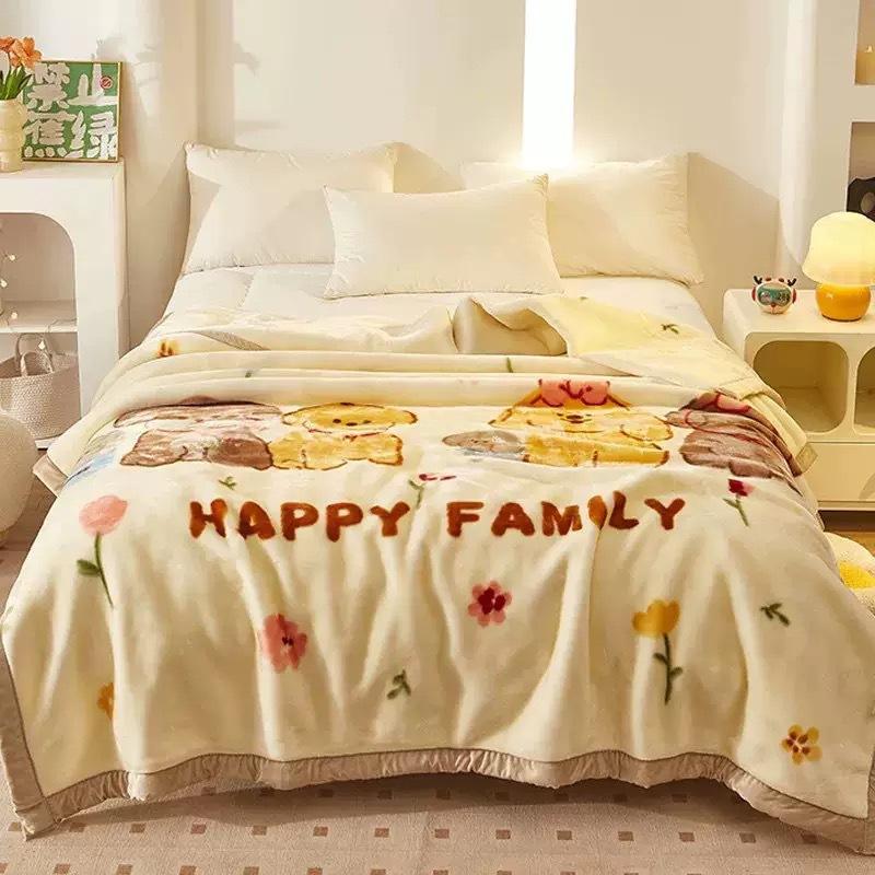 Vinterteppe Seng Myk Korall Flanell Flanell Teppe Fuskepels Mink Ensfarget Sofatrekk Sengetrekk pluss fløyel pustende laken