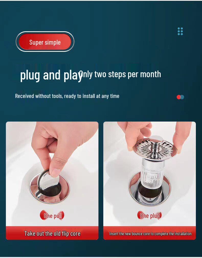 Anti-Insect & Odor Brass Basin Pop-up Stopper Filter Core