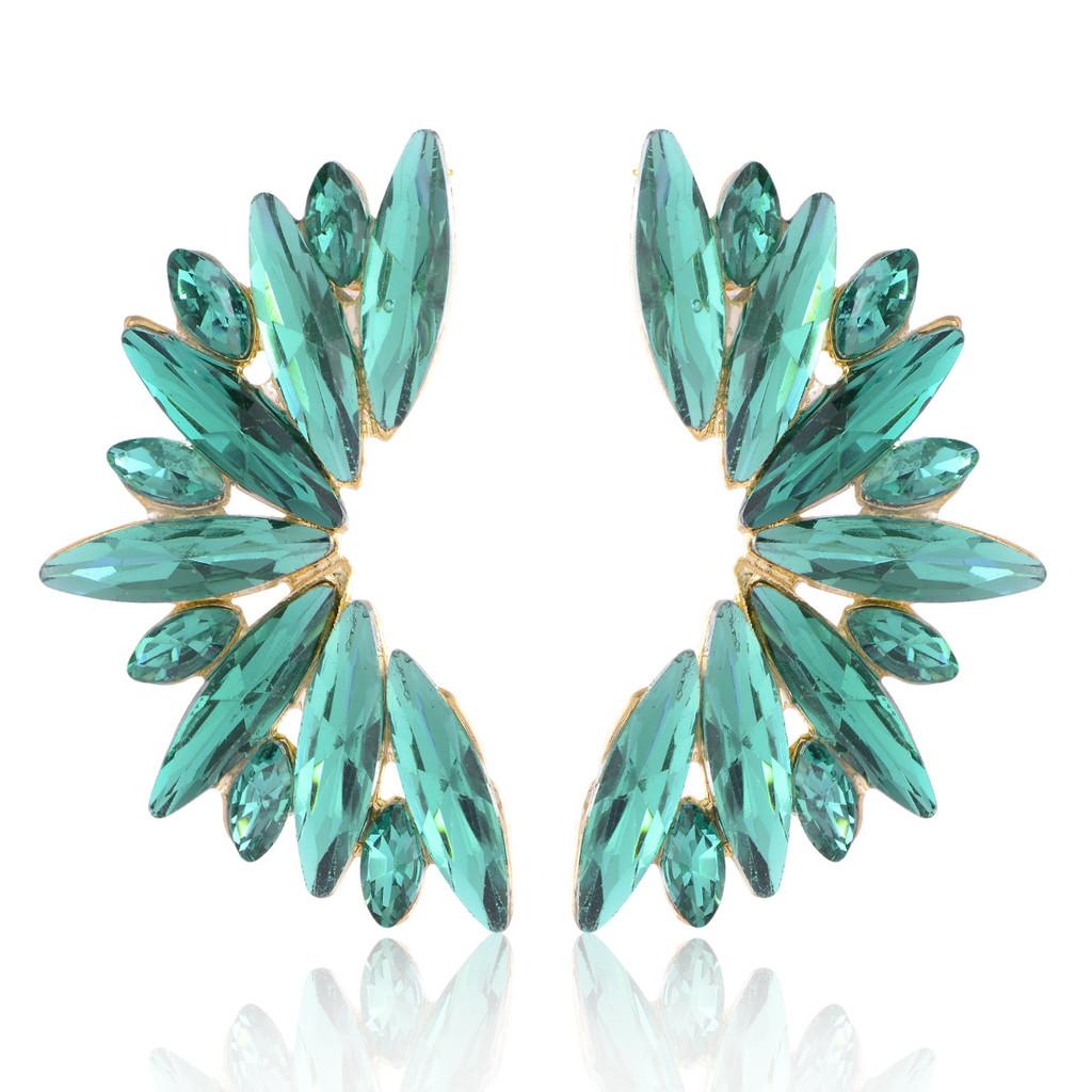 Wing Shape Water Diamond Earrings In Alloy With Electroplated Finish For Trendy Women