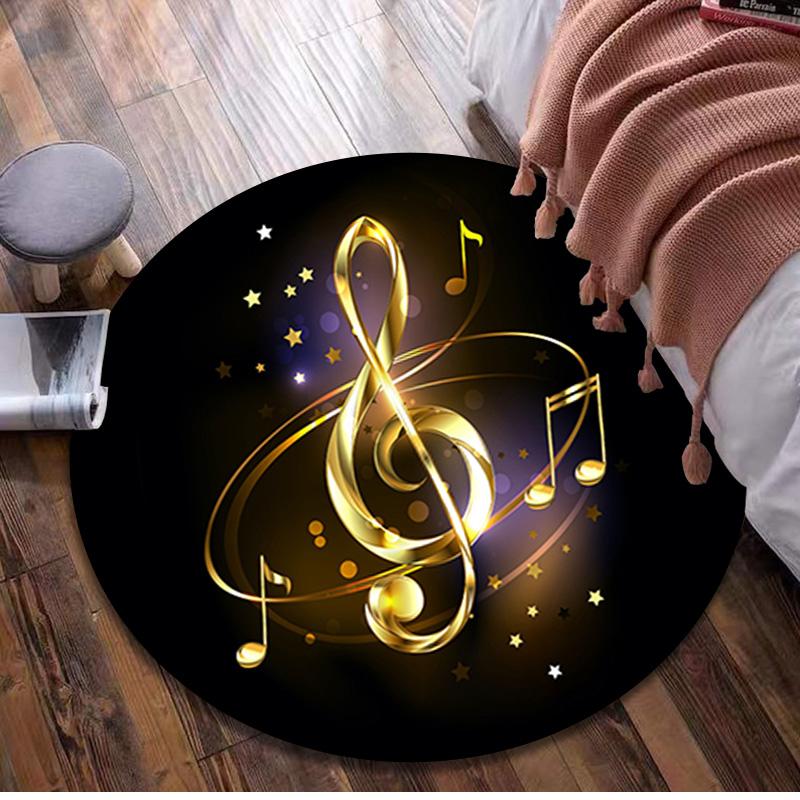 1Pc Staff music Circular Print Rug - home decoration Carpet For Living Room Bedroom Flooring Computer Chair Area Rug