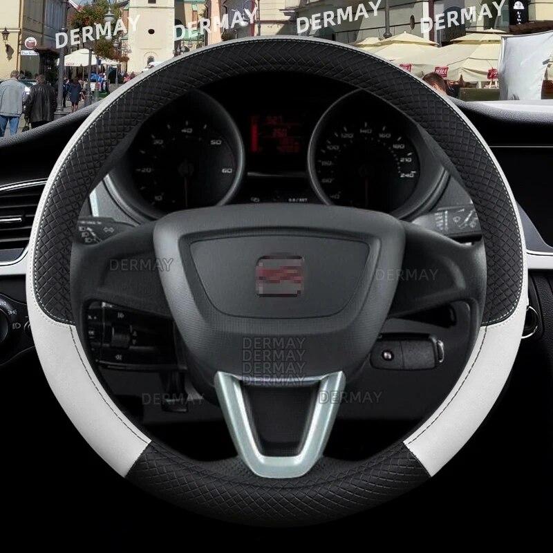 Funda para volante de coche Seat Ibiza 6L 6J 6P 6F KJ1 FR, piel sintética, antideslizante, 9 colores, accesorios para coche, envío rápido.