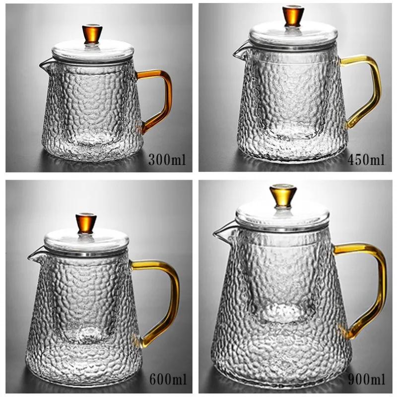 Glass Borosilicate Pyrex Teapot Gas Stove Flower Pu'er Kettle Chinese Kung Fu Set With Filter