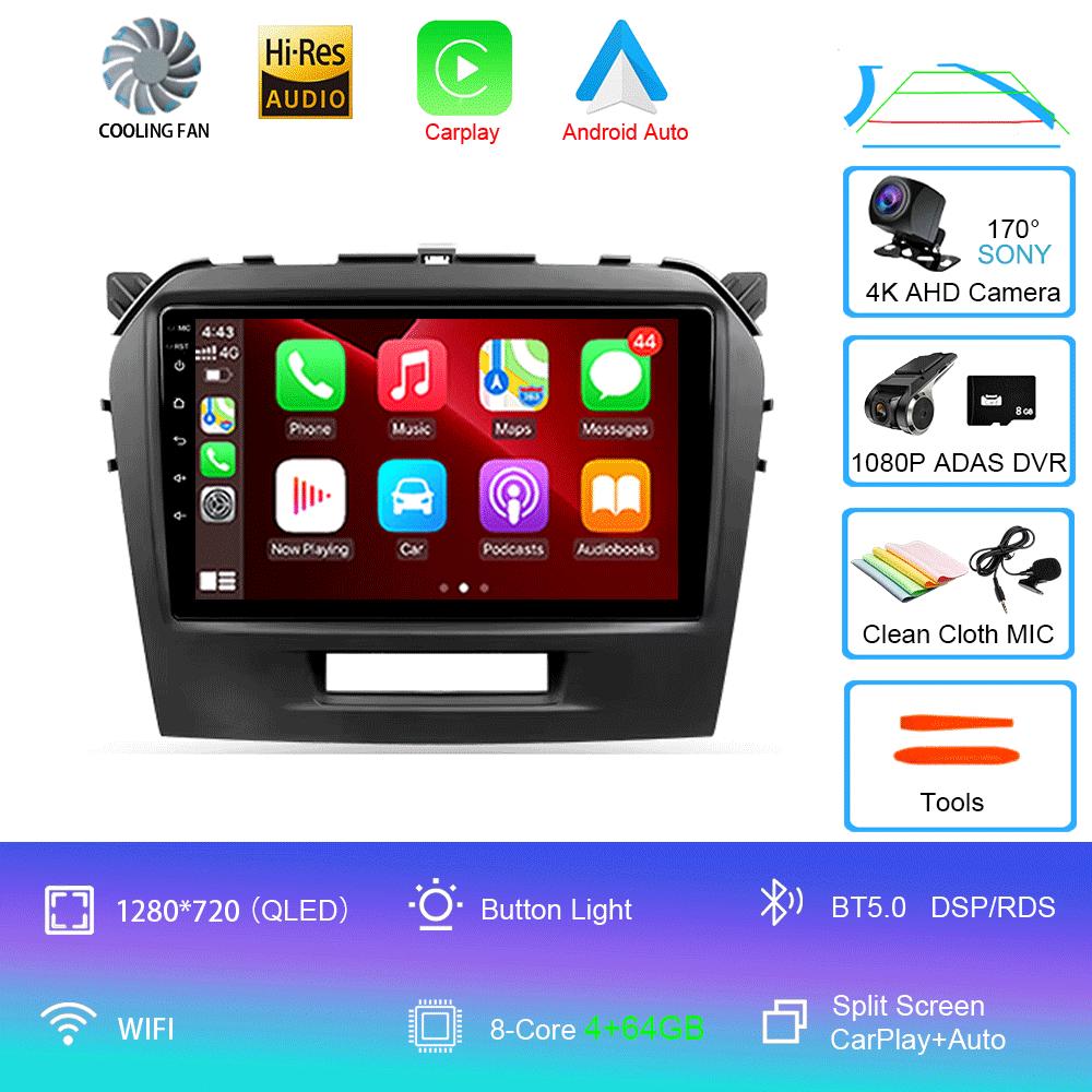 Car Radio Android 14 Carplay Auto For Suzuki Vitara 2015 2016 2017 2018 2019 Multimedia Video Player Navigation Gps Stereo Audio