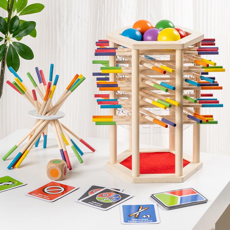 Early Education Wooden Pick-Up Sticks: 3-in-1 Color Recognition, Parent-Child Interaction, and Balance Table Game.