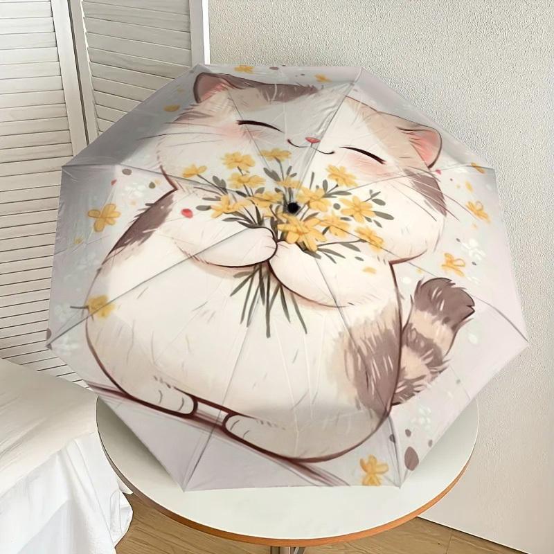 1 st Kattblommor Mönster Paraply Automatiskt Öppnings- och Stängningsparaply, Paraply av Hög Kvalitet, Idealisk Gåva till Henne 182