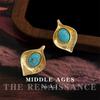 Medieval Retro Synthetic Turquoise Stud Earrings French Temperament Earrings Niche Earrings