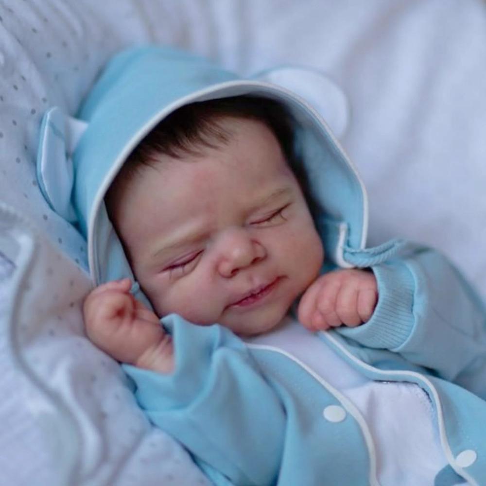 BZDOLL 18inch 45cm Asleep Reborn Baby Doll with 3D-paint Skin and Visible Veins Toy (Soft Vinyl , Cloth Body) Lifelike Newborn Bebe Girl Birthday Gift