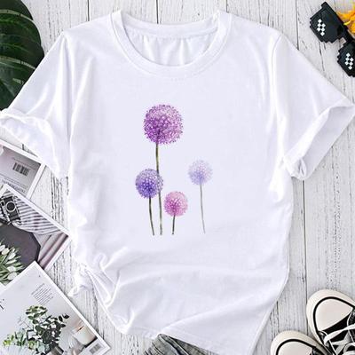 (Dimensione asiatica) Moda Tendenza Piante Stile Adorabile Stampa Carina Maglietta Grafica Femminile Abbigliamento Casual T-shirt a Maniche Corte Top Casual da Donna