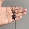 Gothic Punk Red Heart Bow Cross Necklace with Retro Clavicle Chain