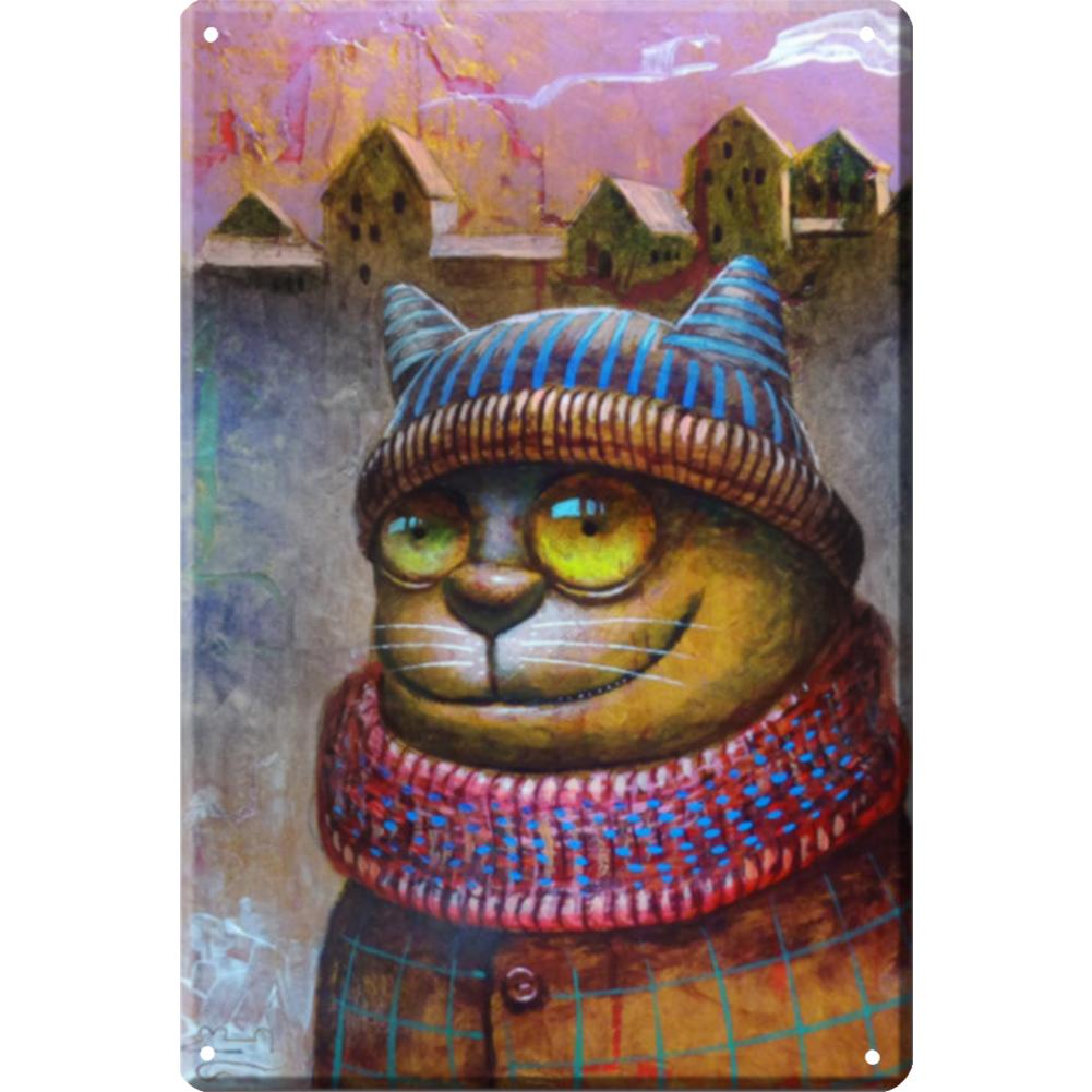 Cartoon Cat PVintage Metal Signs Tin Signs Plaque for Bar Pub Club Man Cave Wall Decoration Funny Poster Decor  20x30cm