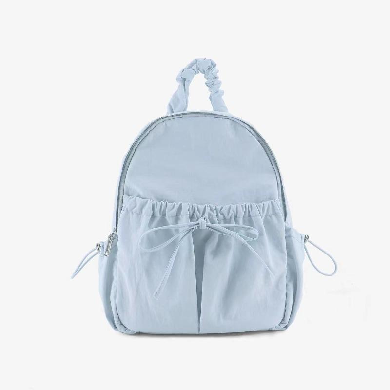 Summer small fresh bow pleated backpack women's large capacity backpack student class schoolbag new trendy