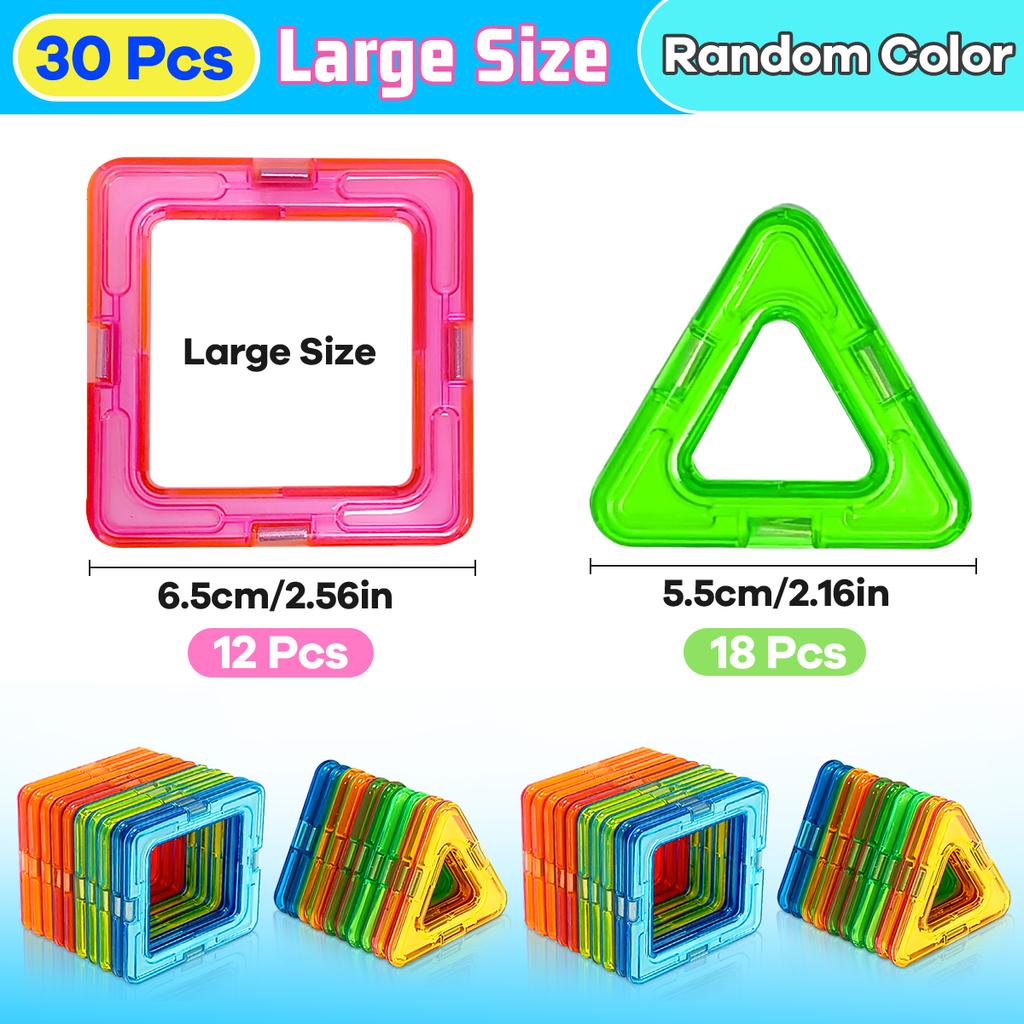 30/62/92PCS Magnetic Building Blocks Constructor Set 3D STEM Educational Toys For 3Years+ Old Kids Boys Girls Birthday Gifts