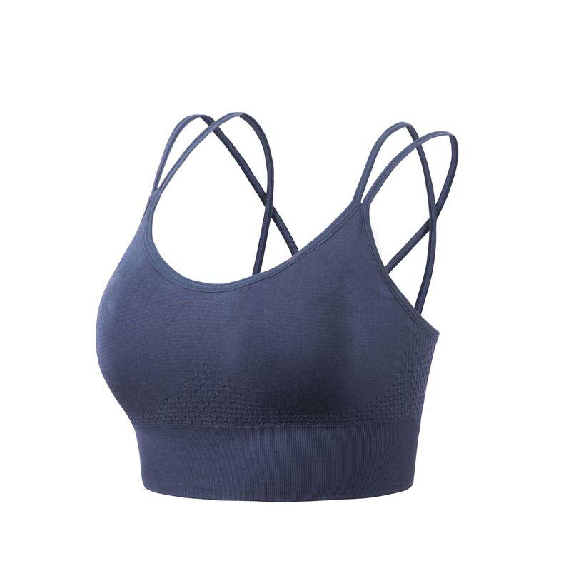 

New European and American Style Large Size Thin Strap White Backless Sports Bra for Women, Shockproof and High-Elastic Sports Bra S Blue