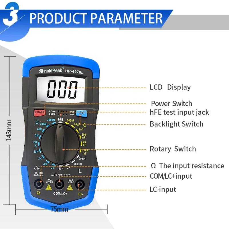 Professional Capacitance Measurement Multimeter LCR Digital Bridge, Resistance Fault Detection Instrument Tools for Electronic Repairs Digital Display