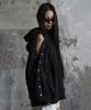 Studded Side Button Hoodie - Black