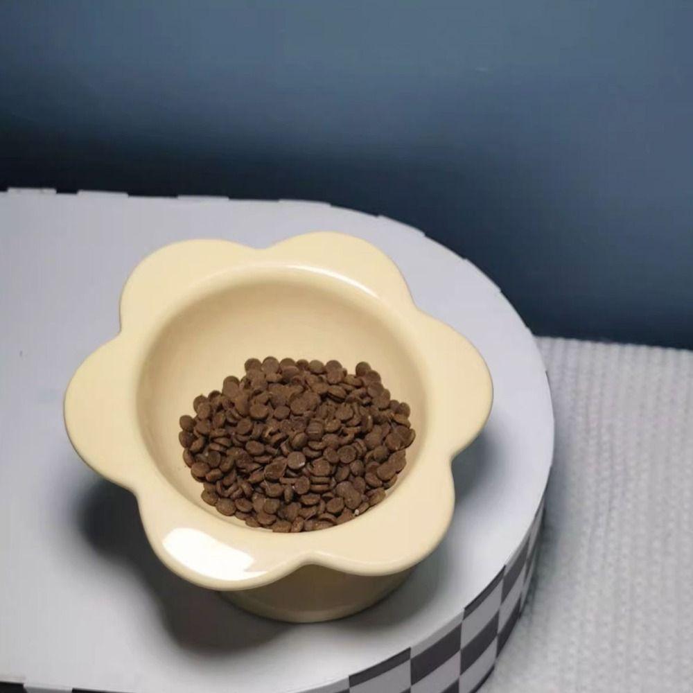 Ceramic Pet High Foot Bowl Cute Pet Drinking Feeder Anti Knock Cat Bowl  Neck Protection